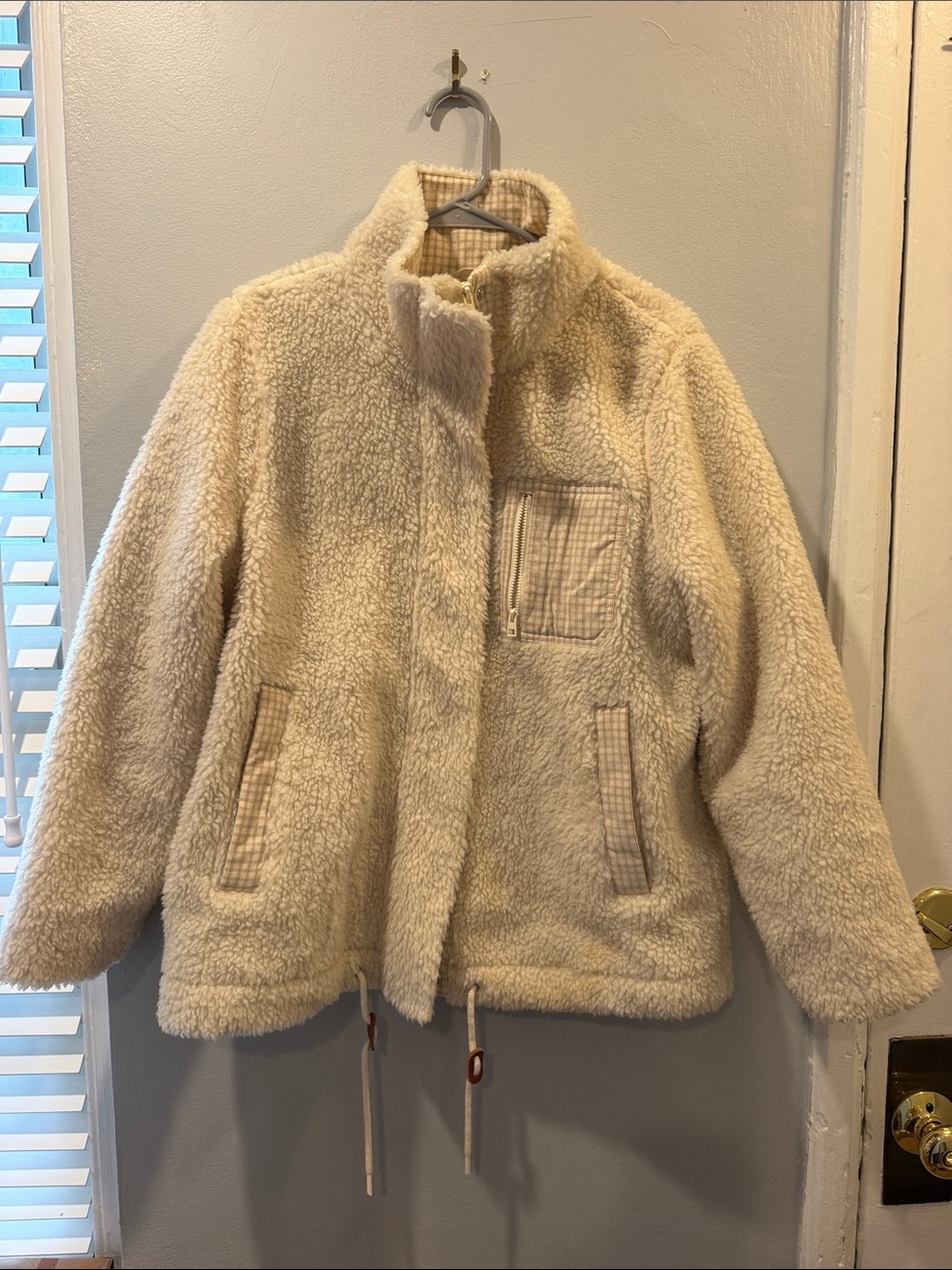 Madewell Women's Cream Sherpa Zip-Up Jacket